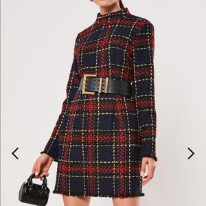 Plaid tweed dress long sleeve